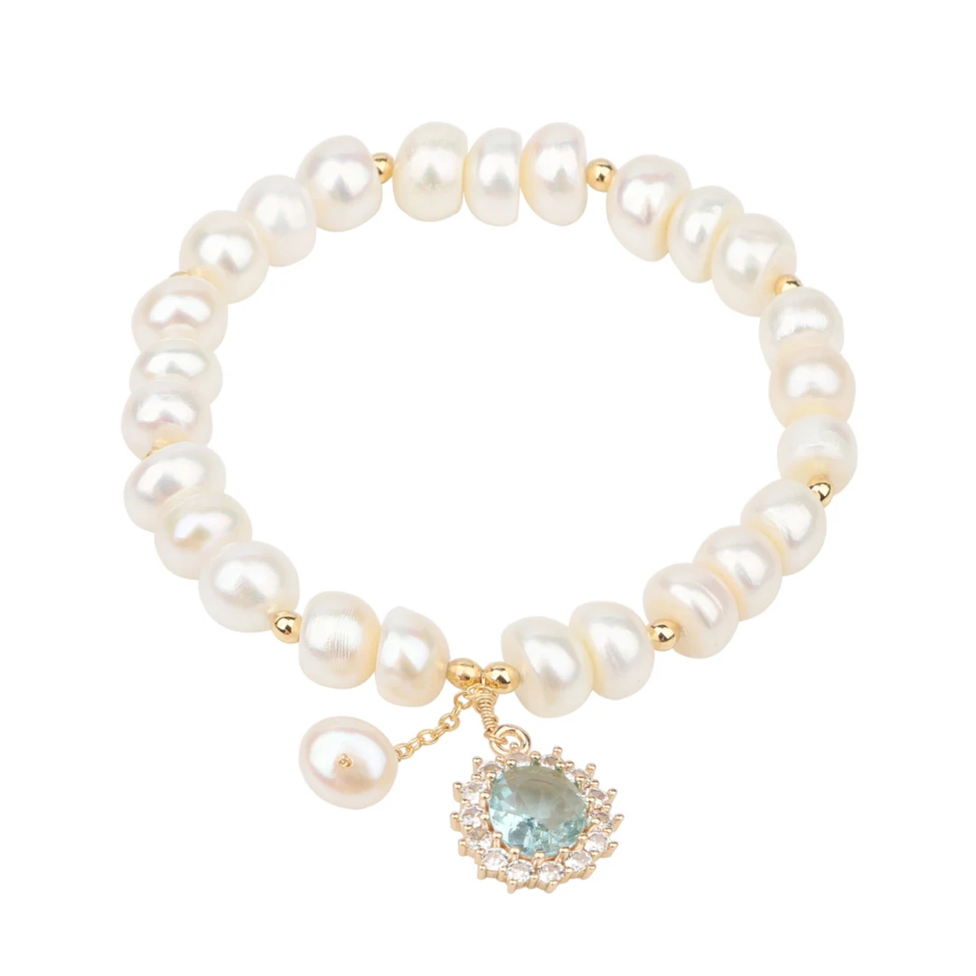 

Pearl of Nature--Natural Freshwater Pearls Stretch Rope Pieces Adjustable Bracelet