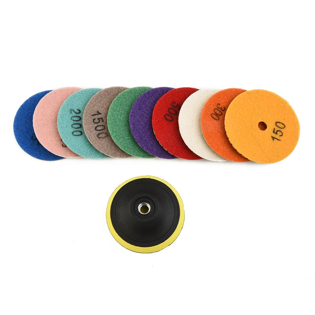 Emery Polishing Pads 11pcs Set for Stone Marble Concrete Grinding Buffing Disc Tool 75mm Diameter Multiple Grit Levels