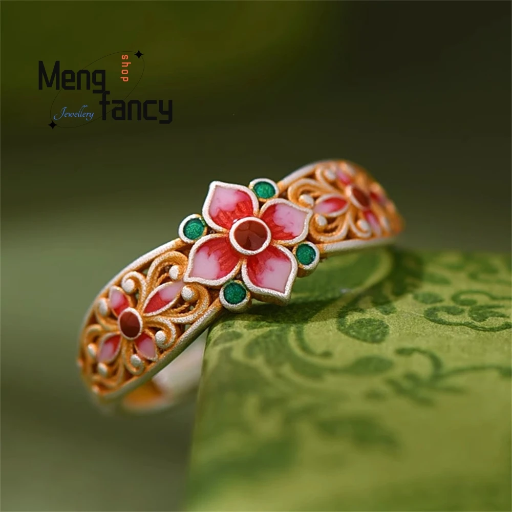 

A Retro - Style Enamel Flower Ring With A Light Luxury And High - End Feel A Niche Design For Women Fashion Exquisite Jewelry Lu
