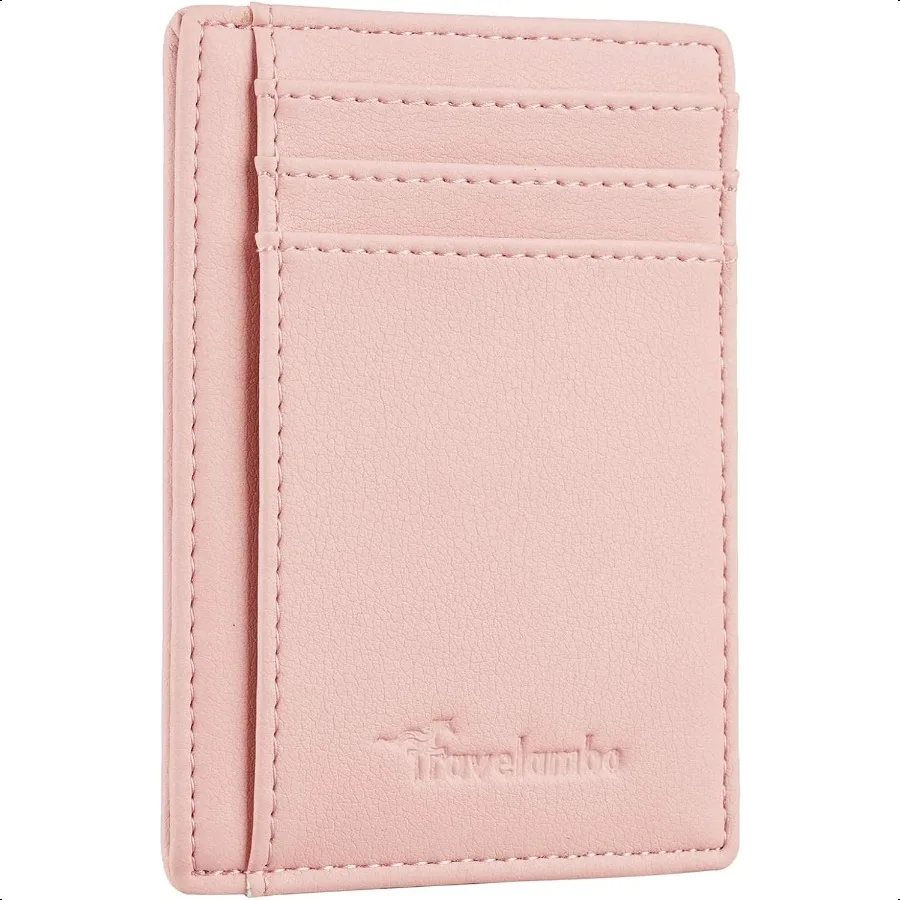 

Travelambo Front Pocket Minimalist Leather Slim Wallet RFID Blocking Medium Size