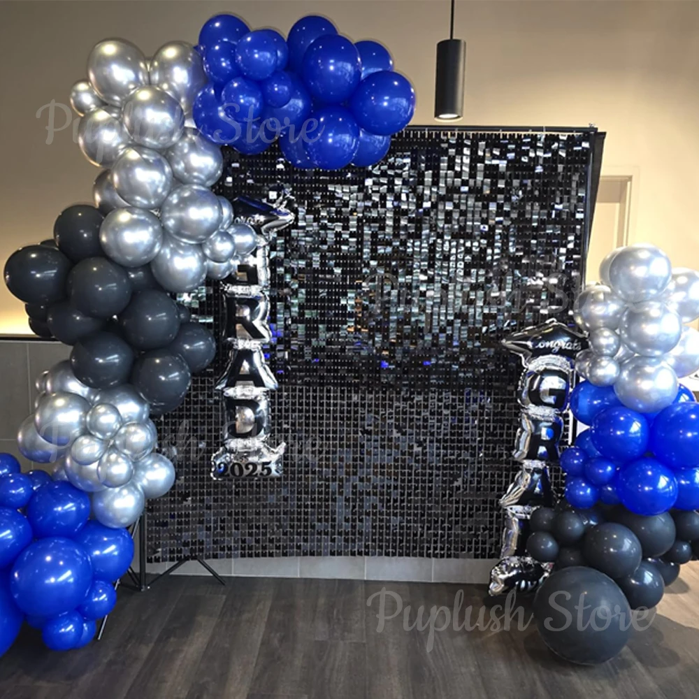 Black Shimmer Wall Backdrop Sparkling Black Square Sequin Backdrop for Wedding New Year Graduation Halloween Birthday Party Deco