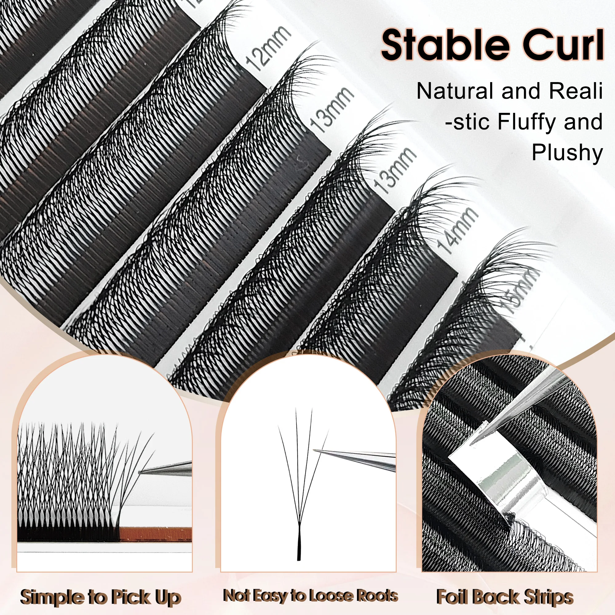 CoMango Smalle 4D W-vormige Russische volume wimperextensions, kant-en-klare wimperwaaiers, natuurlijke nepminkwimpers, make-upproducten