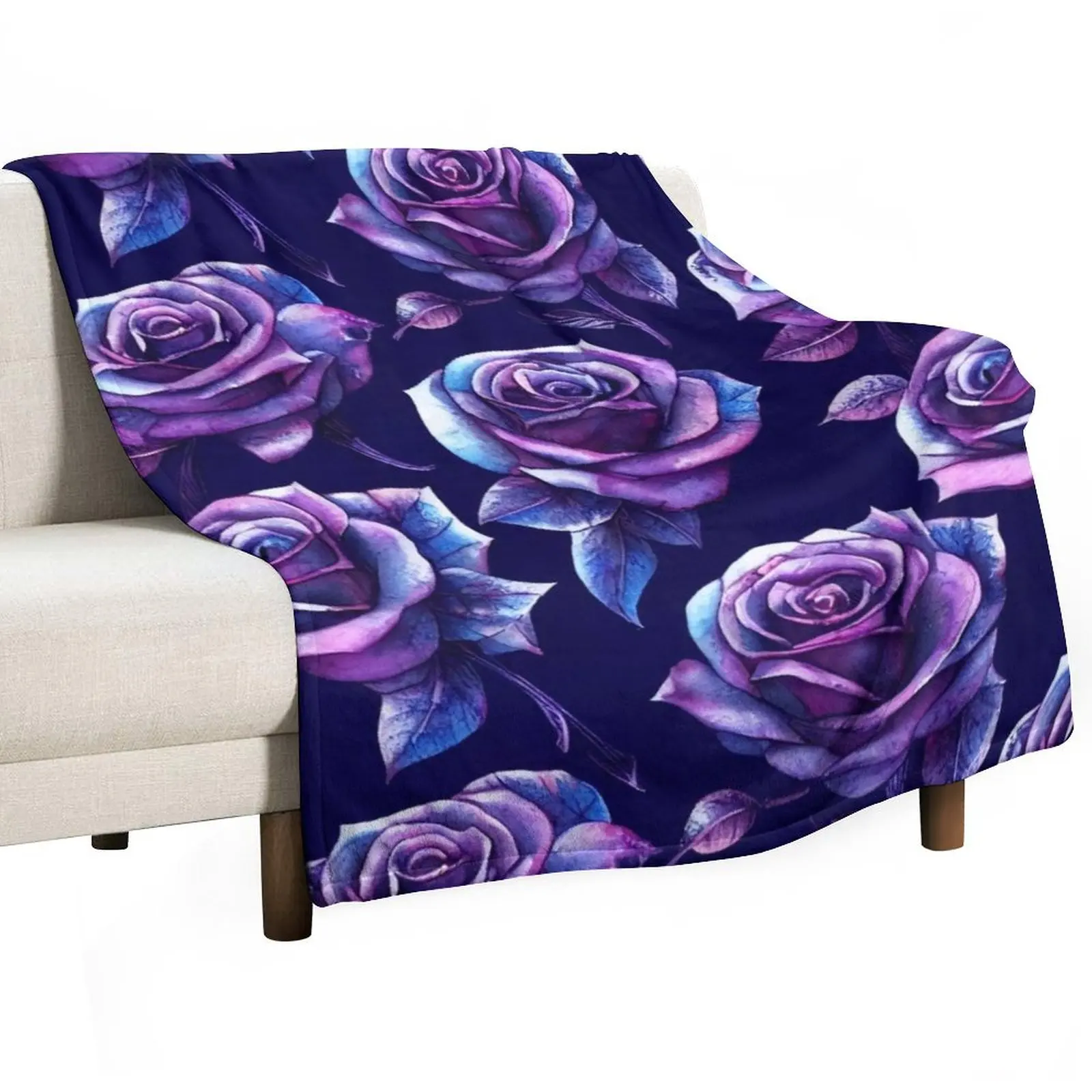 

Dark watercolor rose pattern design Throw Blanket Decorative Beds Decorative Throw Moving Plaid Blankets