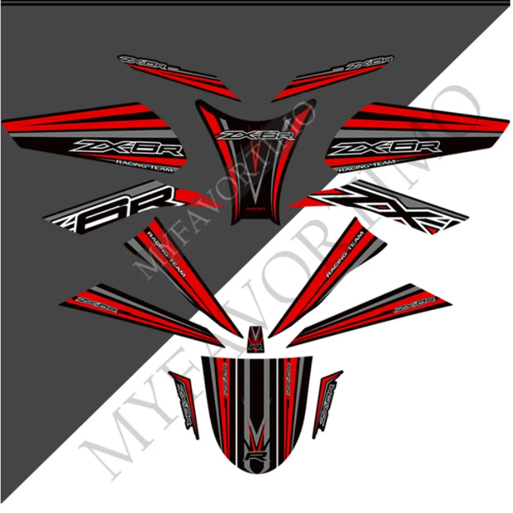 Emblem Logo Tank Pad Fairing Decal Stickers Gas Knee Fender Protector Motorcycle For Kawasaki Ninja ZX-6R ZX6R ZX 6R