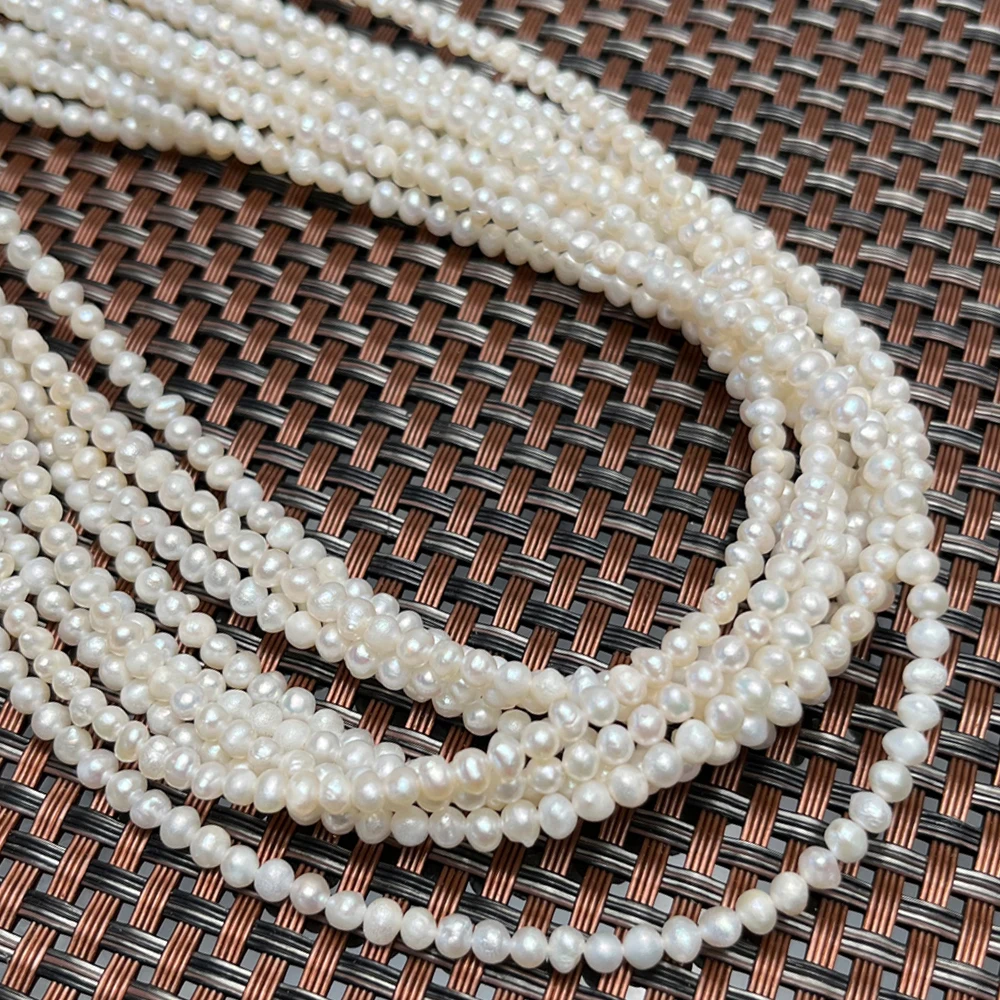 

4-4.5mm Natural Freshwater Pearl Beads Round Pearl Loose Spacer Beaded for Making DIY Jewerly Necklace Bracelet 36cm