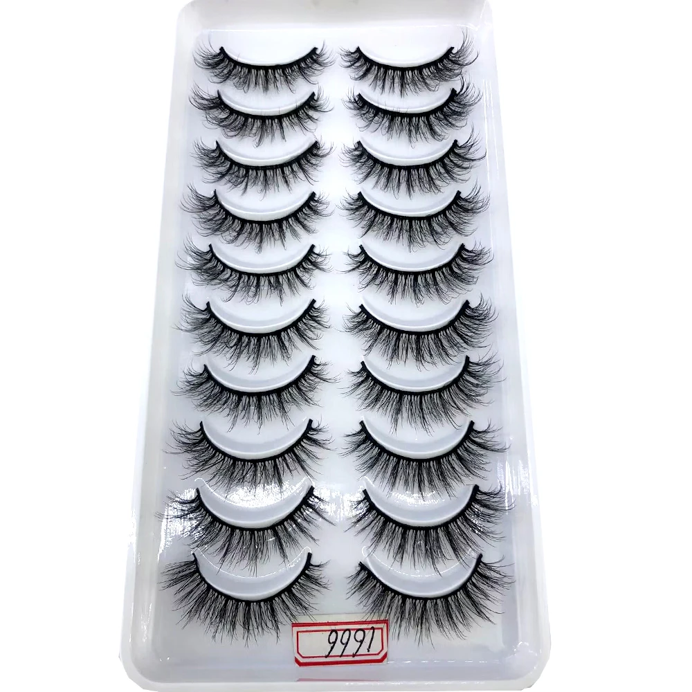 AMSDCN Künstliche Kurze Nerz-Wimpern, Natürlich Dramatische Falsche Wimpern, 10 Paar 3D-Wimpern für Make-up – Detail 31