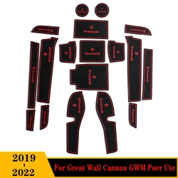 Car Accessories For Great Wall Cannon GWM Poer Ute 2019-2024 Interior Non-Slip Mat Door Groove Pad Rubber Gate Slot Cup Cushion