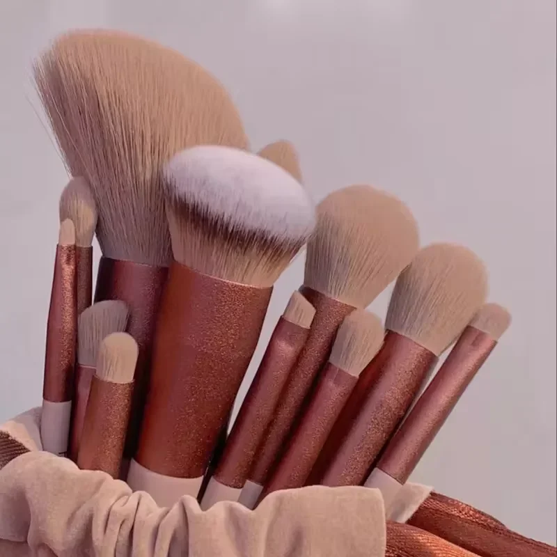 Ensemble de Pinceaux de Maquillage Colorés pour Fond de Teint, Ombre à Paupières, Blush, miles, Adoucissant, 13 Pièces