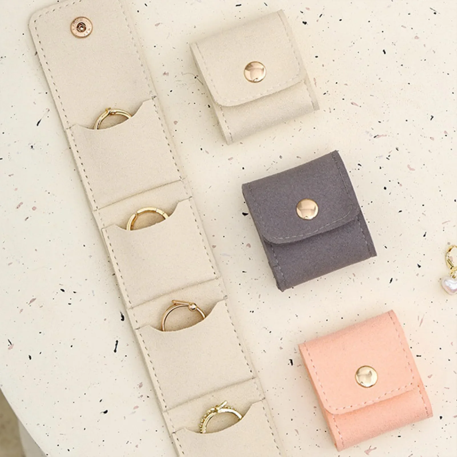 Portable Mini Jewelry Organizer Bag with Multiple Compartments for Rings Necklaces Earrings Travel Fold Storage Box Case