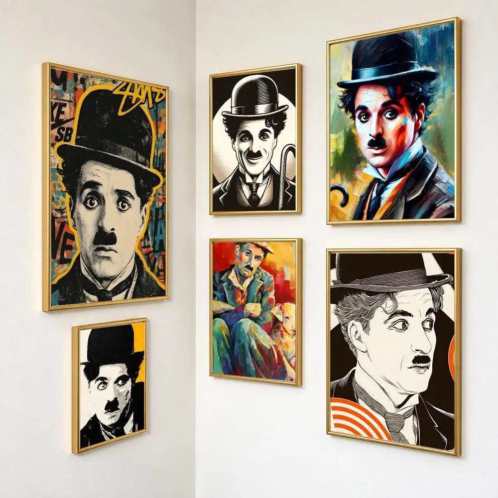 Classic Playful Actor C-Charlie Chaplin Poster Peel And Stick PP Series HD Frameless Wall Indoor Decor Gift