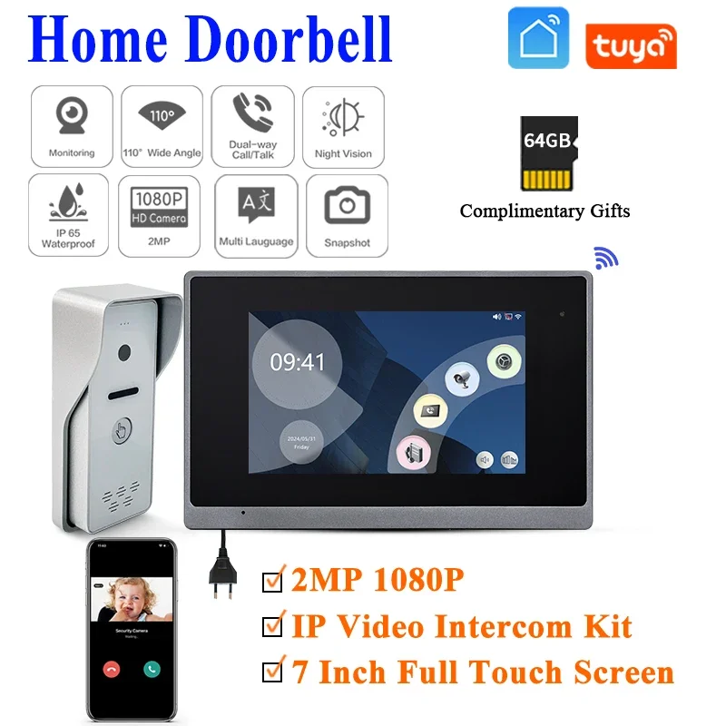 

Street Panel Door Bell Support Mobile Wifi Tuya/Smart Life App Remote Video Calling And Unlocking Each Indoor Monitor CanUnlock