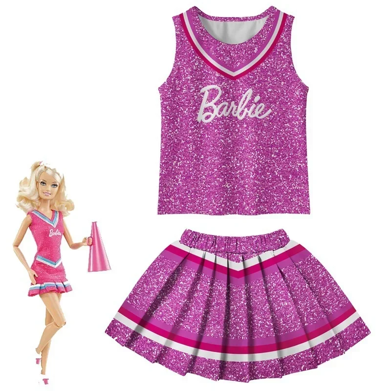 MINISO Live-action Movie Barbie Peripheral Two-dimensional Skirt Suit Children's Halloween Cos Cheerleading Best Gift