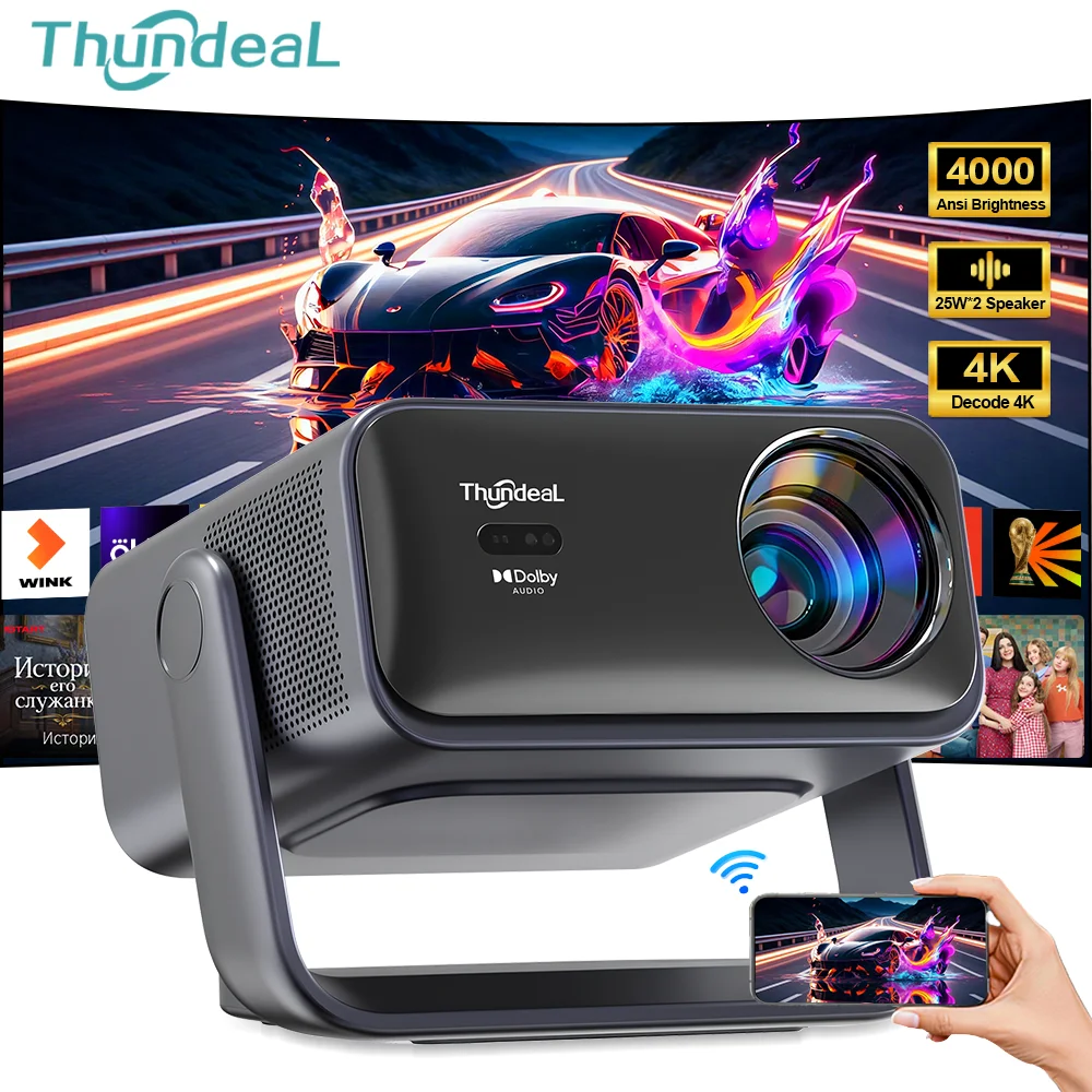 ThundeaL 4K Full HD 1080P Projector TD99W WiFi 3D 4K Video Movie Portable Beam Projector PK TD98 TD98W Home Theater Cinema