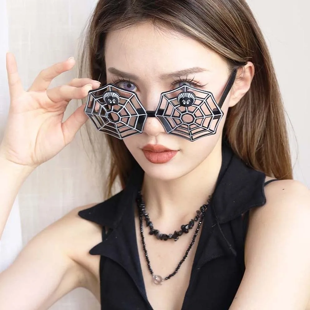 Skeleton Hand Halloween Party Sunglasses Spider Web Dark Lenses Funny Costume Eyeglasses Plastic Frame Quirky Styles