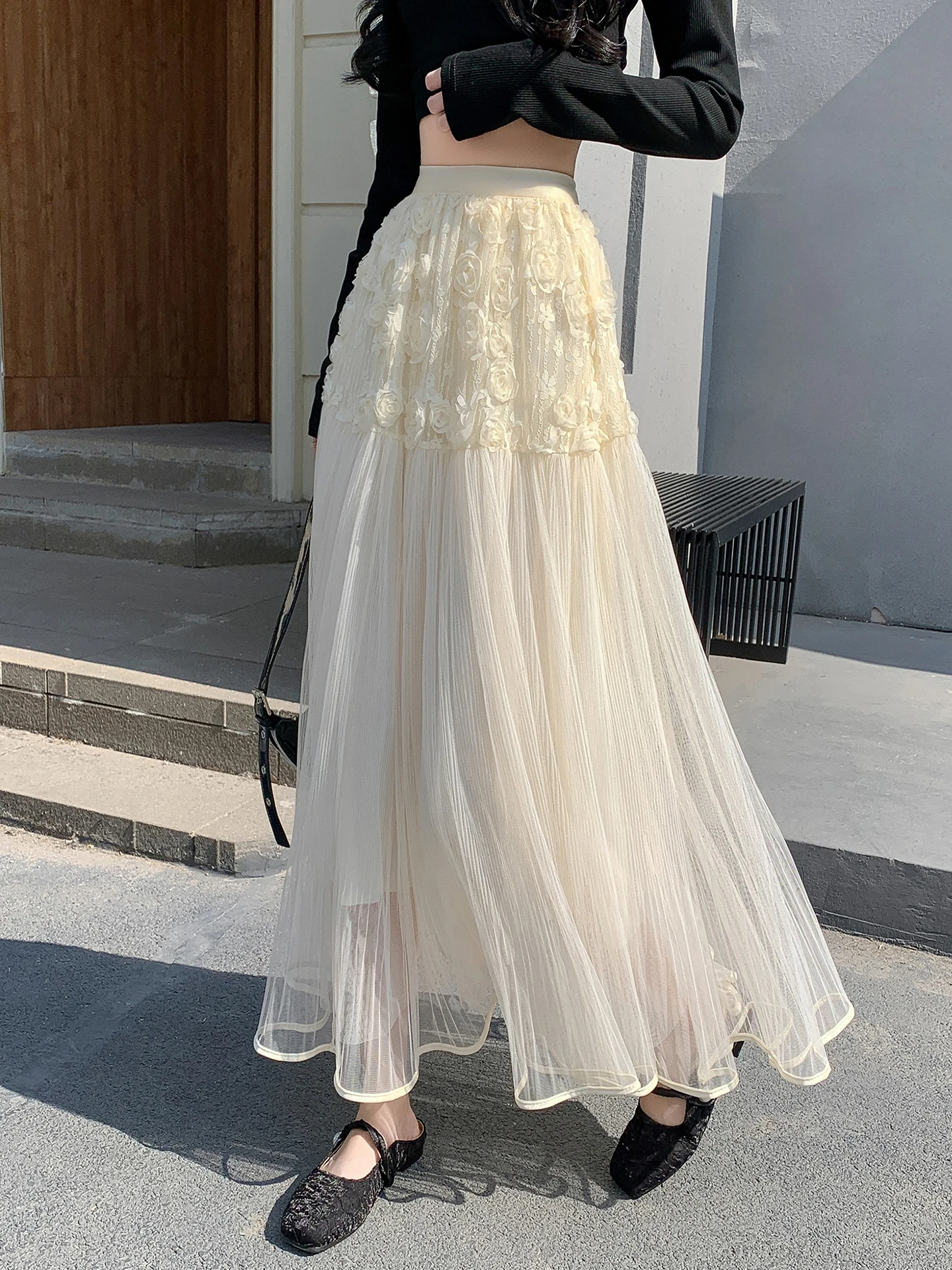 

Уникальный дизайн, 3D-юбка с цветочным узором, женская, весна-лето, красивая, выше колена, А-силуэт, широкая, с высокой талией, многоярусная юбка