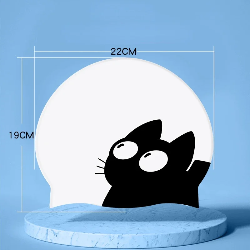 Touca de natação de silicone para crianças, desenho animado, gato, bonito, para crianças, meninos, meninas, proteção de ouvido, à prova d'água