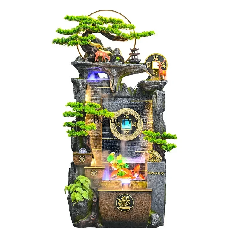 09New Chinese rockery, flowing water fountain, fish tank, living room, office, indoor water feature, humidifier, lucky ornamen
