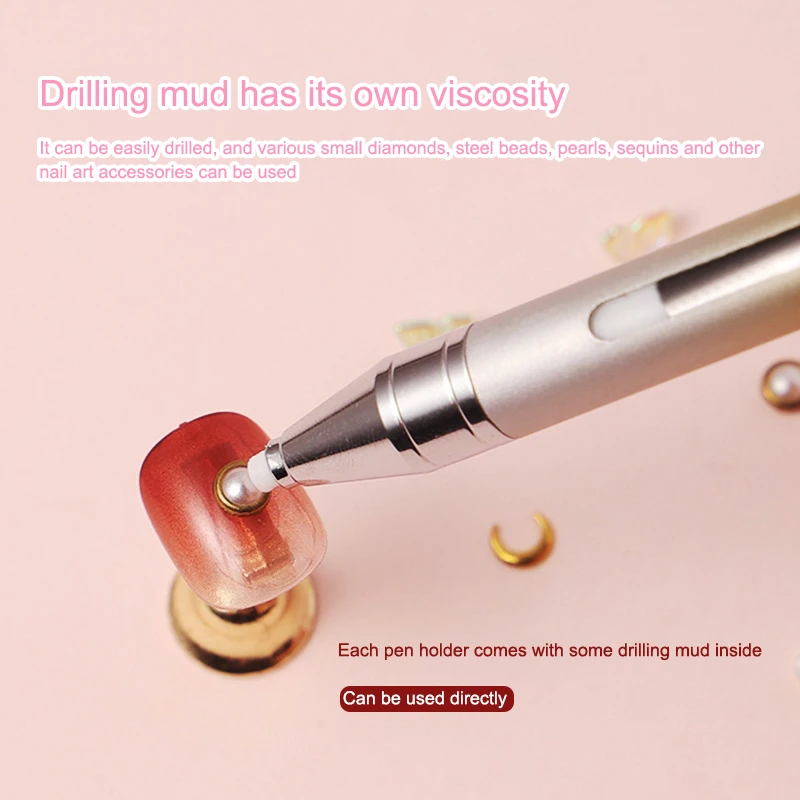 네일 드릴 펜 도구 회전식 드릴 크레용 흡착 스티커 네일 도구 무폐기물 접착 미니 비드 회전 왁스 도구