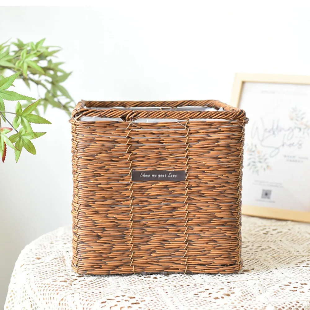 Straw Wicker Woven Planter Basket Yellow Flower Pot Laundry Storage Basket Handmade Rattan Seagrass Storage Basket