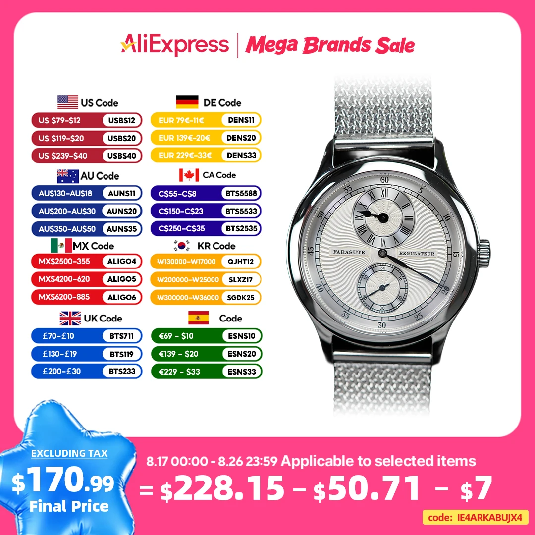 FARASUTE Retro-Mechanische Armbanduhr für Herren, klassische Seagull-Uhr mit manuellem mechanischem Uhrwerk, wasserdicht, Montres Pour Hommes