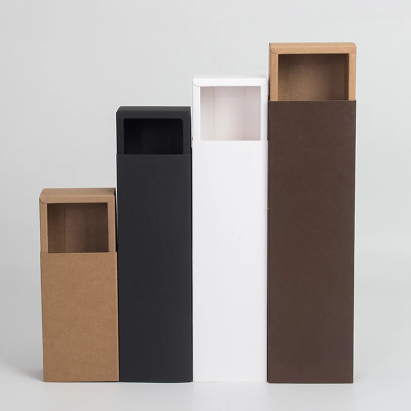 Kraft Paper Drawer Type Craft Gift Box White Black - Handmade Soap Jewelry Packaging for Wedding Party Candy 10pcs/20pcs
