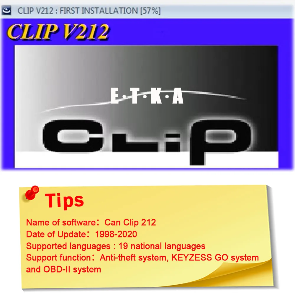 Car Software Can Clip 212 For Renault OBD Test Engine Automatic Transmission Air conditioning system Anti-theft Reprogramming