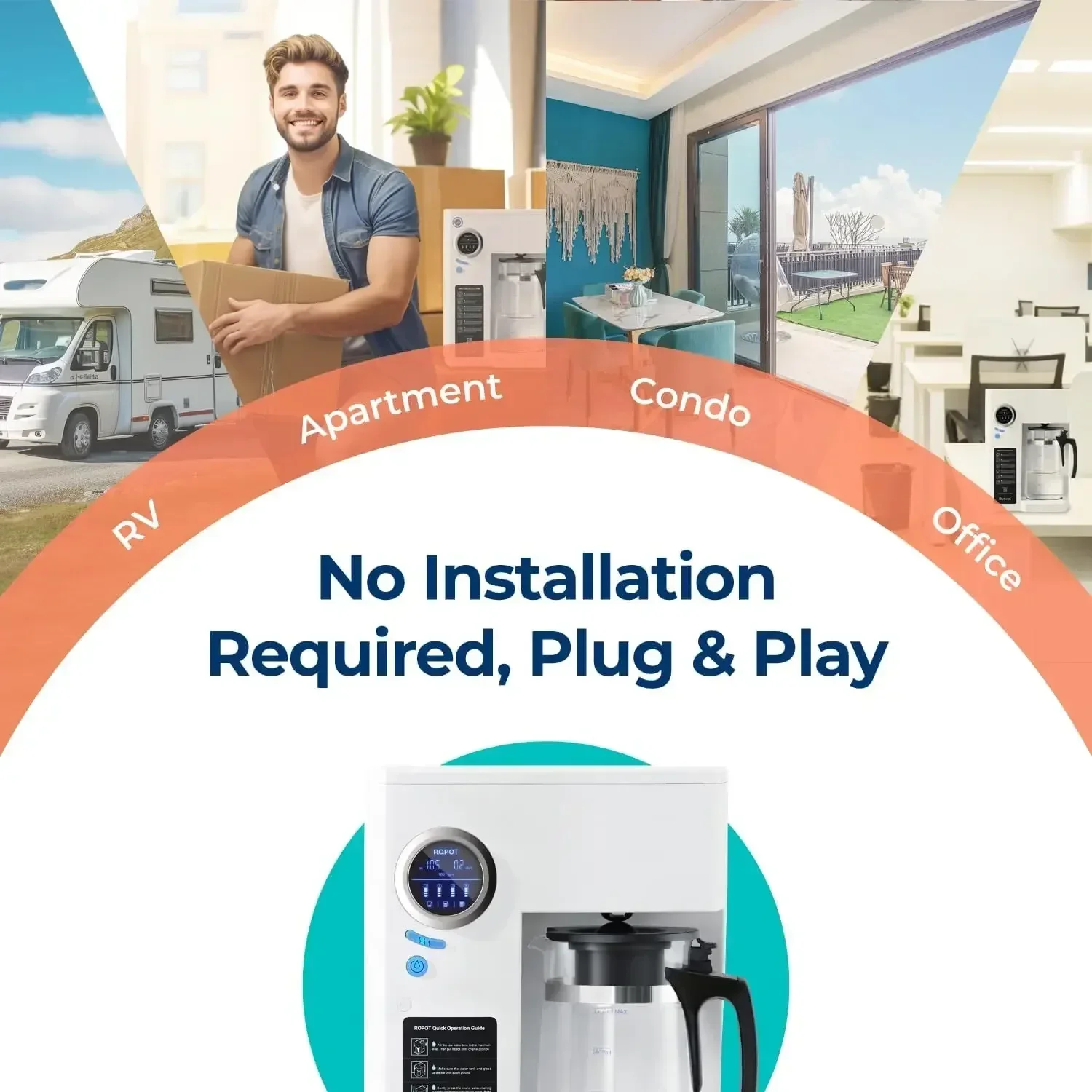 

BestsellerRO100ROPOT Reverse Osmosis System Countertop Water Filter, 4 Stage Purification, Counter RO Filtration, 2:1 Pure to Dr