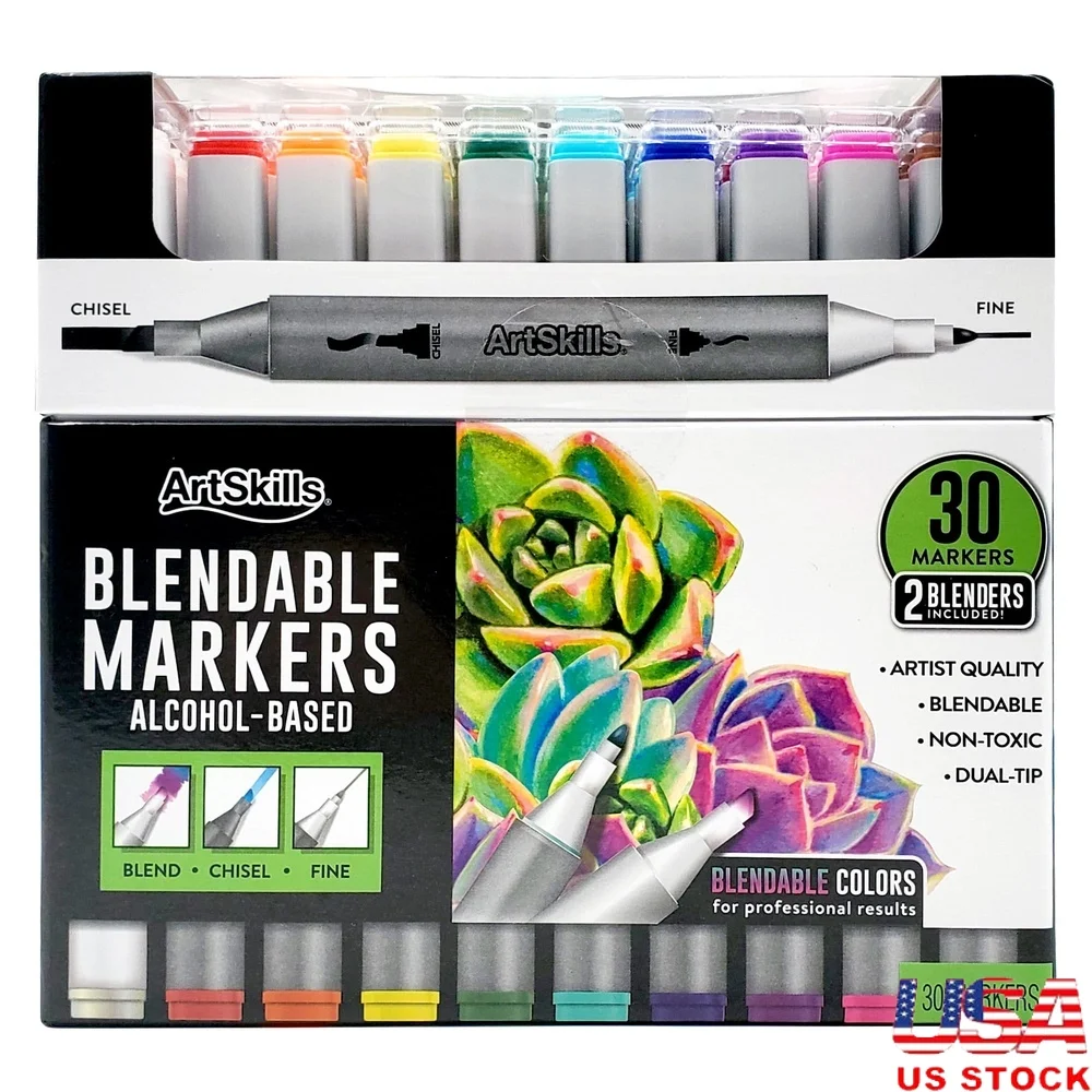 

Набор спиртовых маркеров с двумя наконечниками, 32 шт., смешиваемые цвета, насадки для тонких долот, бесцветные блендеры, художественный рисунок, иллюстрация, раскраска