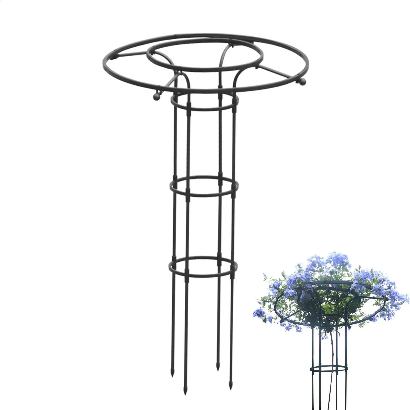 Garden Climbing Trellis Vegetable Vertical Support Frame Vertical Metal Umbrella Gardening Trellis Tower for Flowers Houseplants
