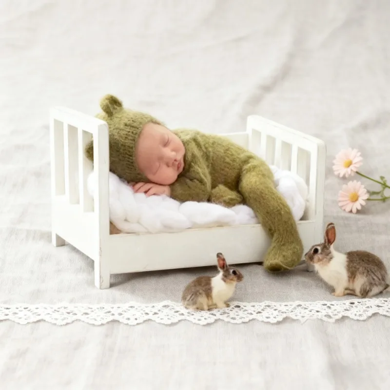 

1 шт., винтажная съемная деревянная мини-кровать, детский стульчик для фотосессии новорожденных, необходимый реквизит, практичная детская мебель для фотосессии