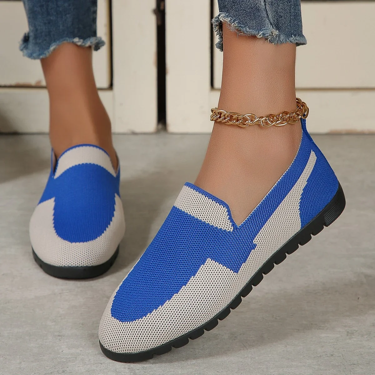 

Pop New Fashion Mesh Shoes Spring Summer Round Head Breathable Single Shoes Flat Shallow Mouth Design Women Shoes Size 36-42