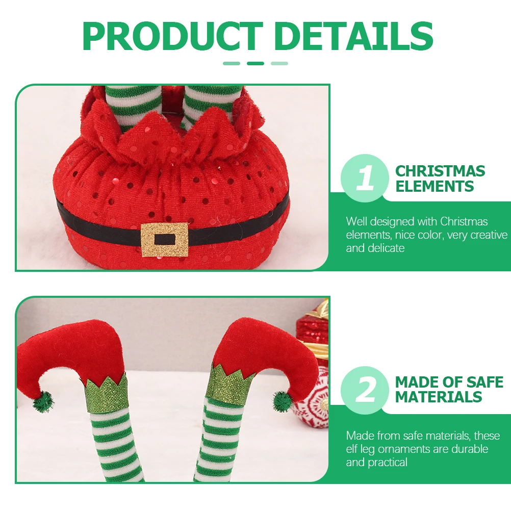 

2Pcs Elf Legs Decoration Brightly Colored Soft Safe Materials Christmas Tree Branches Fireplace Plants Outdoors Yard Garden Lawn