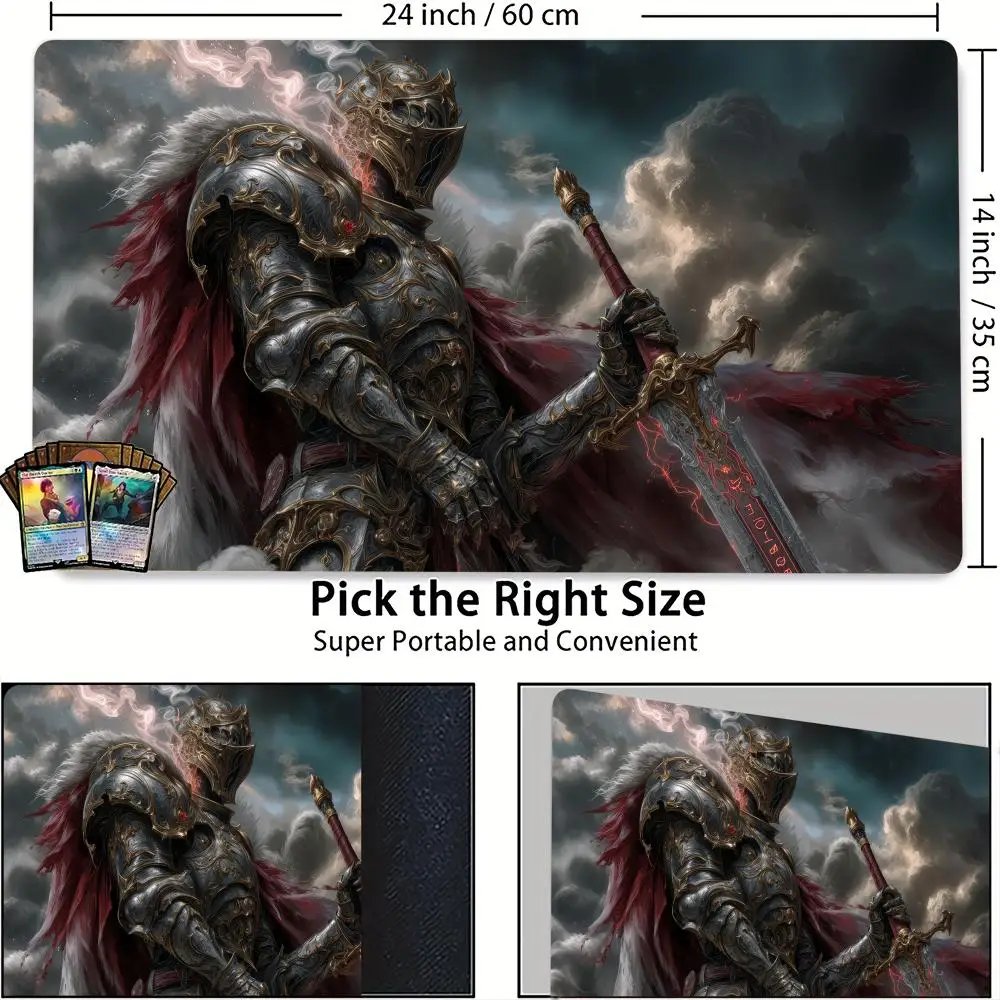 Mysterious Cool Knight TCG Playmat Magic Card Battle Mat Non-Slip Durable Stitched Edge 35X60CM Desk Mat Tapete Magic Mat