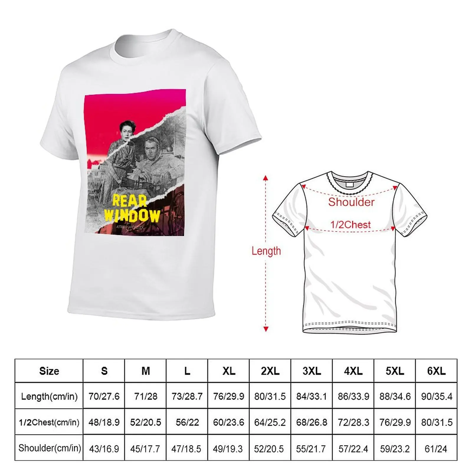 Alfred Hitchcock Rear window with James Stewart officially licensed fanart T-Shirt t shirts for man pack cotton T-Shirt