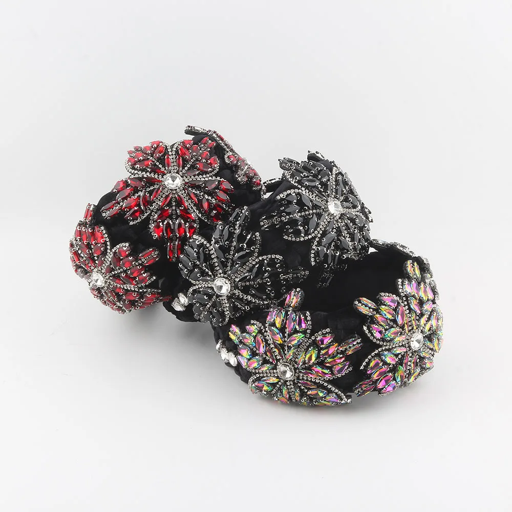 

European and American New Fashion Velvet Full Diamond Flower Headband High-end Luxury Prom Hair Accessory for Women