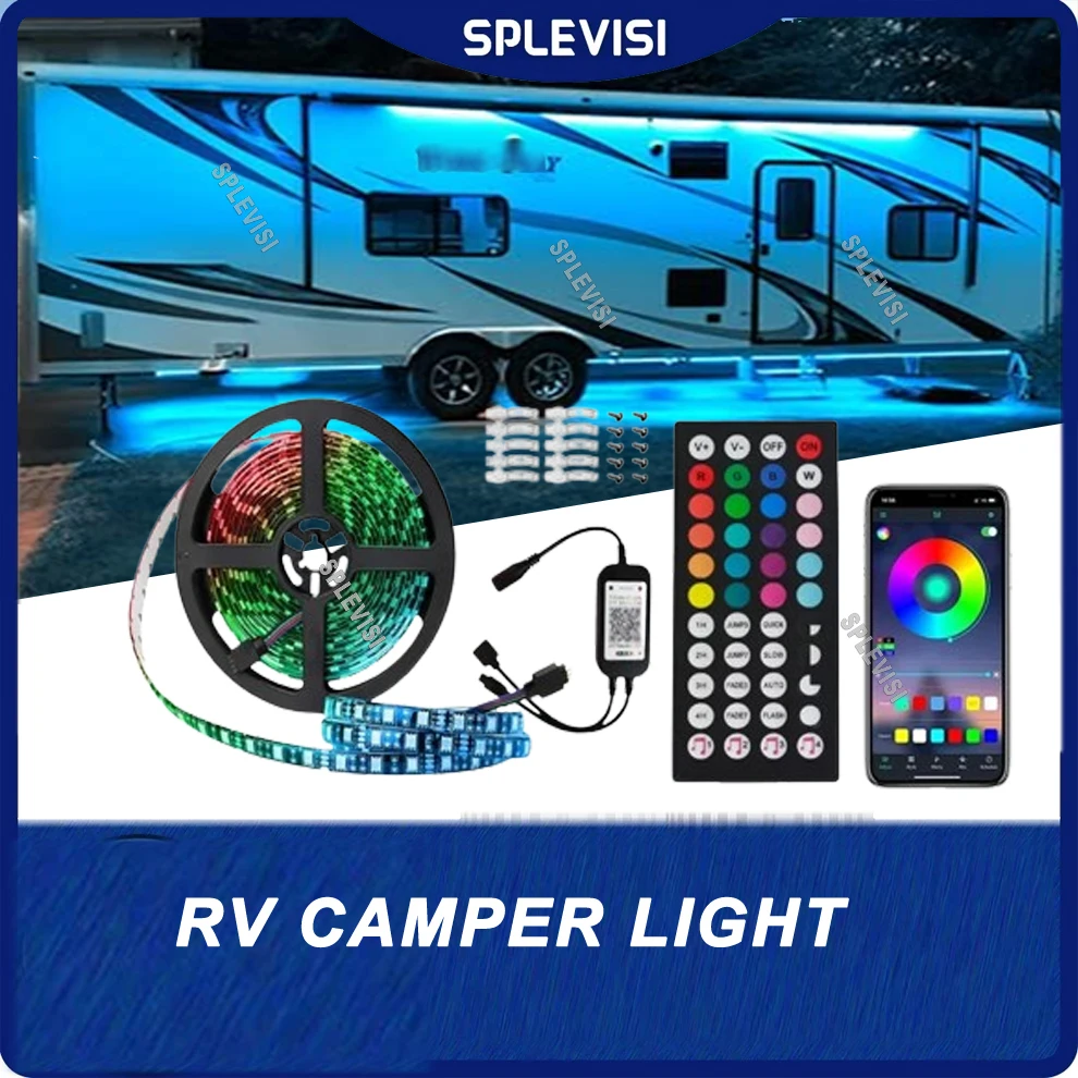 RGB Color Changing RV Trailer Camper Led Awning Strip Light w/ APP/Remote Control,Waterproof 12V RV Led Light Sync with Music