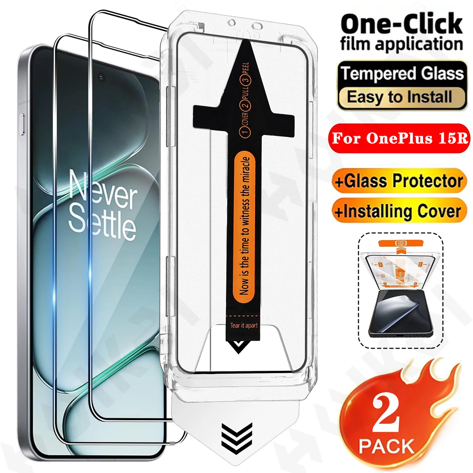 

2 Pcs For OnePlus 15R 15 One-click Dust free Installation HD Screen Protector Protective Tempered Glass