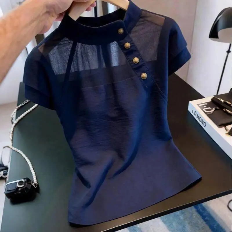 2026summer New Women Clothing Fashion Temperament French Style Beautifultshirt Niche Design Sense Patchwork Super Beautiful Tops