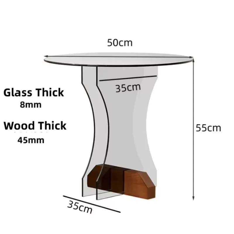 Sofa Side Cabinet Mini Table Round Tea Table for Dinning Room Tempered Glass Tea Table for Living Room