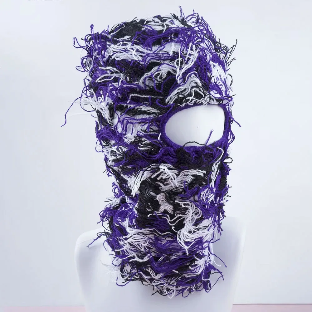 Winter Distressed Balaclava Ski Mask for Men Women Fuzzy Full Face Shiesty Beanie Knitted Camouflage Outdoor Skull Cap