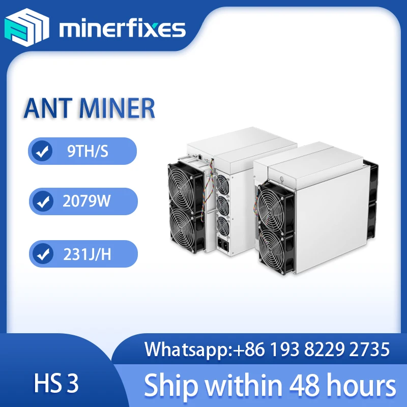 

Antminer HS3 (9Th) от Bitmain горнодобывающий алгоритм рукопожатия с максимальным хэшрейтом 9Th/s для энергопотребления мощностью 2079W