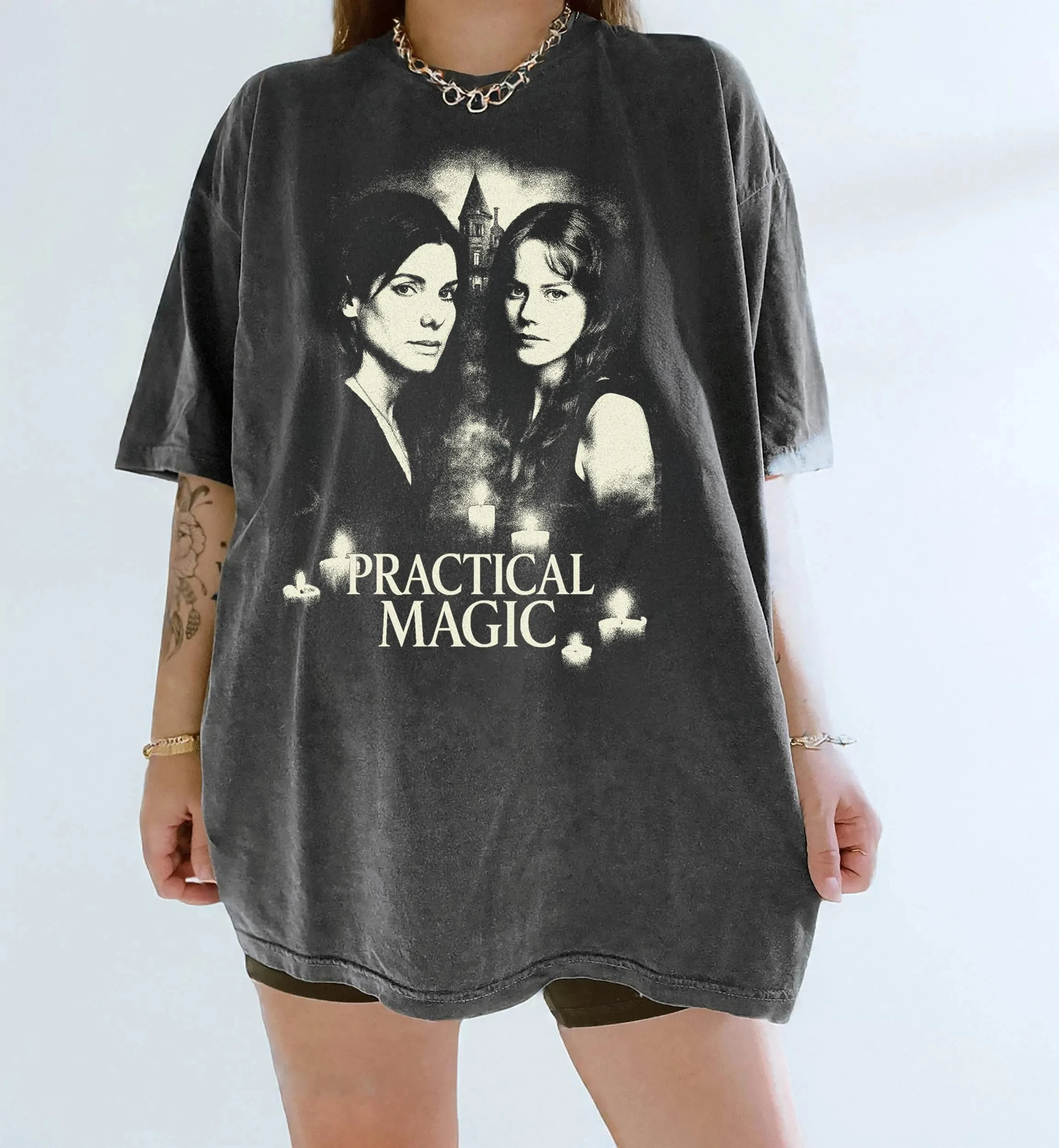 Practical Magic T-Shirt: Comfort Colors Witchy 90s Tee Graphic Short Sleeve Men's T-shirts for Summer Unisex All-Season