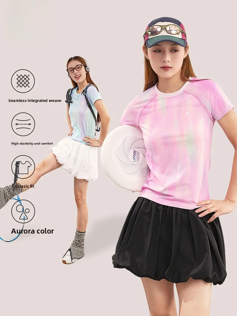 

Женская модная футболка LALPINA Moisture-ng Qui-Dry Sport ort-Sve Lightweight adient Aurora Color Blo с круглым вырезом