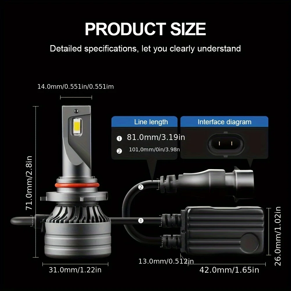 Led Headlight Bulbs, Hi/Lo Beam, 9005/Hb3 9006/Hb4 H11, 6000K White Light, 160W, Canbus Fast Cooling 80,000Hrs Lifetime For Cars