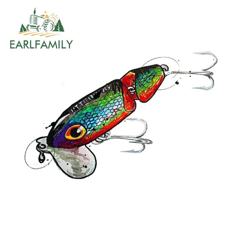 EARLFAMILY 13cm X 9.3cm for Bait Lure Car Sticker Waterproof Personality Decals Creative Scratch-Proof Windows Helmet Decor