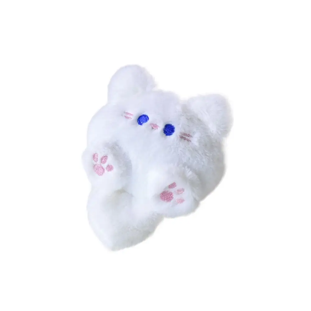 Creative Brooch Coffee Cat Keychain Stuffed Soft Cute Cat Cartoon Fluffy Animal Key Chain Girls