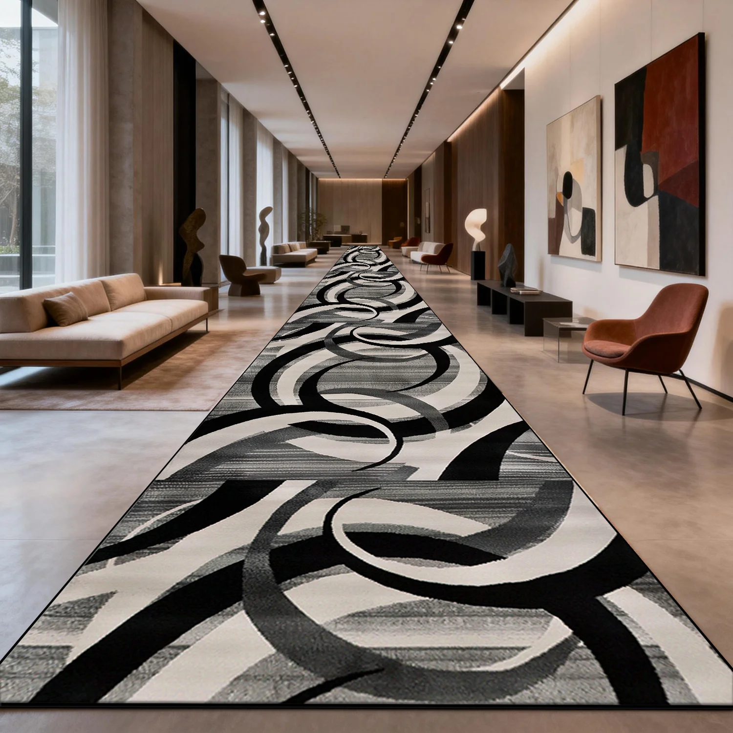 Nordic Geometric Corridor Carpet Non-slip Lint-free Runner Mat Hall Runner Washable Porch Entry Hallway Area Rug Customizable