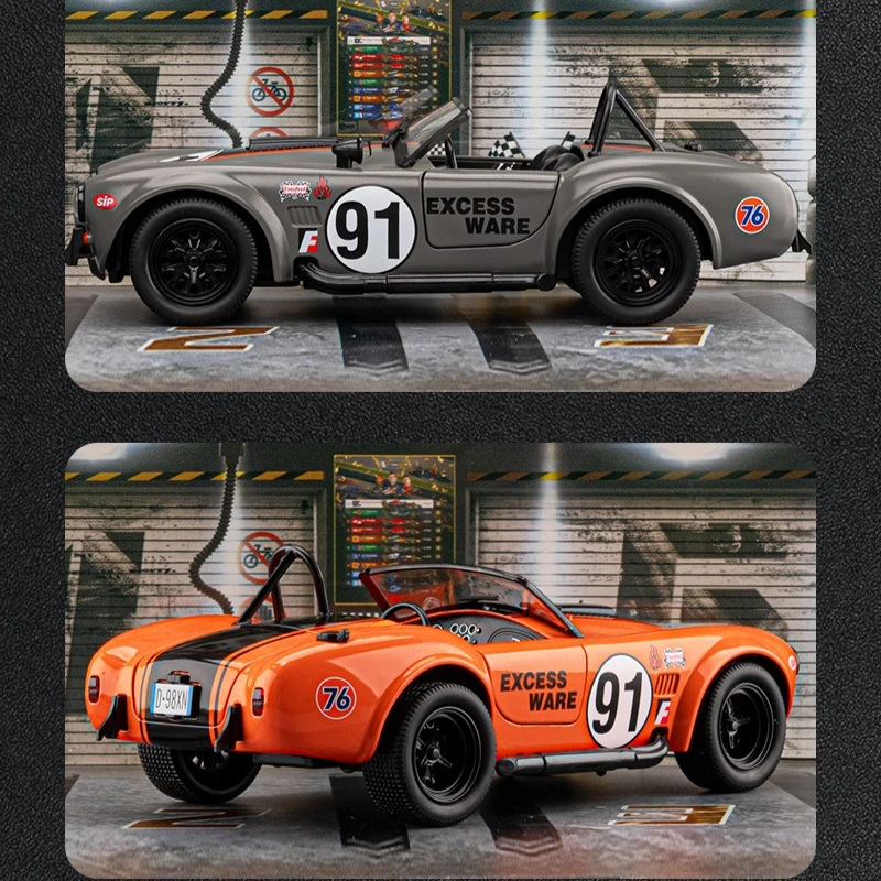 Scale 1:22 Cobra 993 Car Model Toy Metal Body Plastic Chassis Supercar Doors Opened Sound Light Models Collection Ornaments