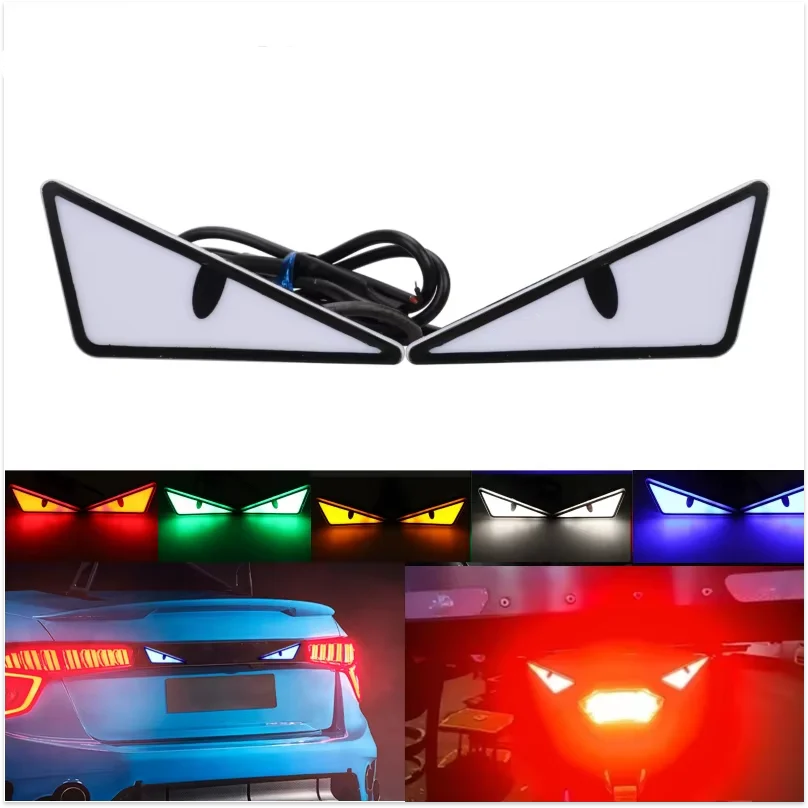 2pcs LED Devil's Eye License plate light Headlight For Car Motorcycl Universal Modified Decoration single light car Accessories