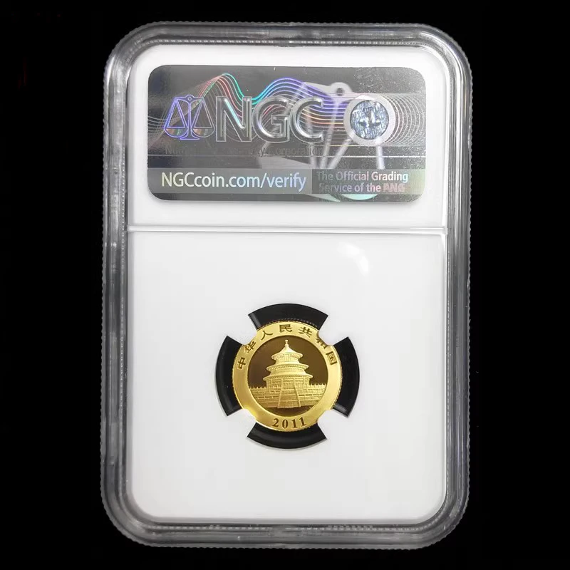 Imagem -02 - China Panda Moeda Comemorativa Bullion Real Original 24k Ouro 1:10 oz Au.999 Ngc Ms70 50 Yuan 2011